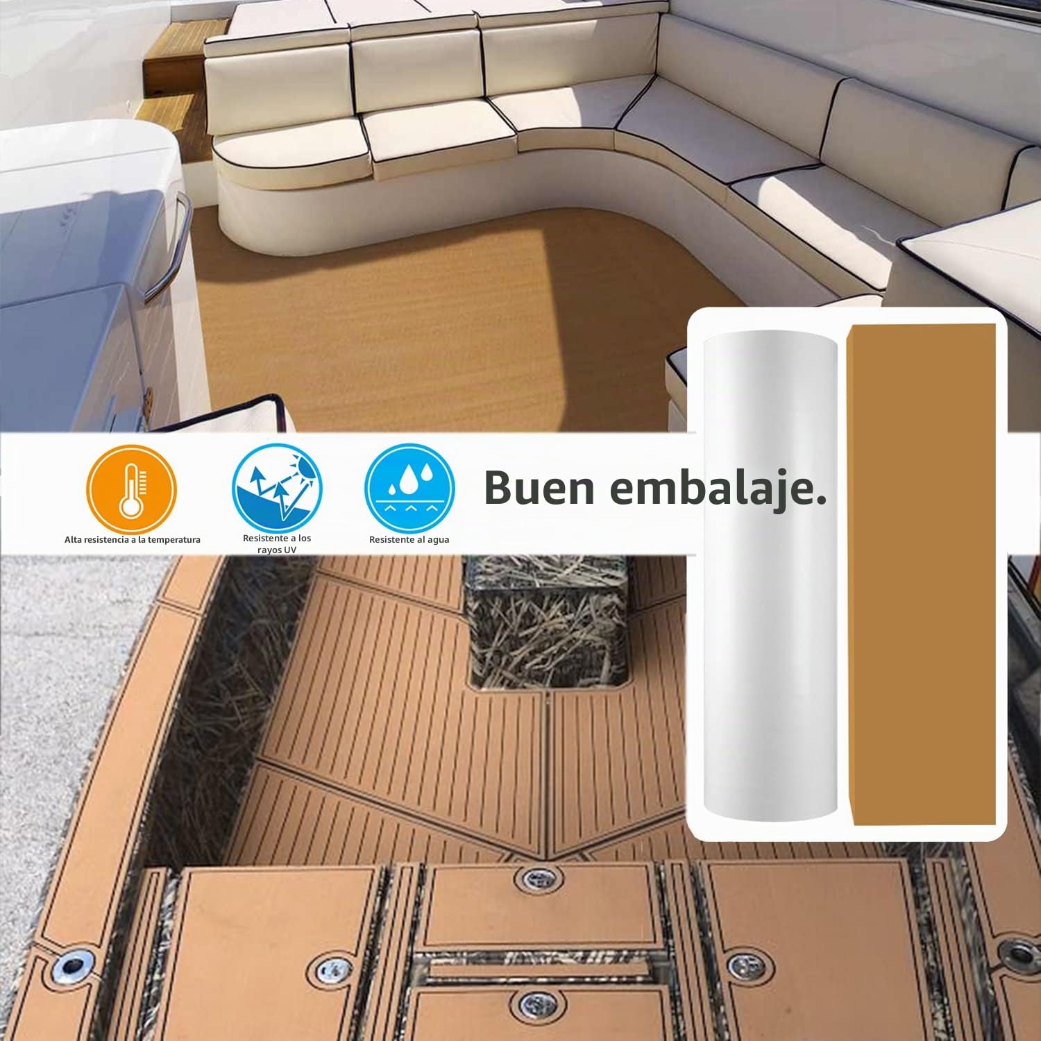 EVA Hoja de Cubierta de Yate Estera Antideslizante, Patrón de Camuflaje Teca Sintetica Barco, Antideslizante Alfombra Autoadhesiva Tapetes para Barcos, Yates, Kayak, Marina, RV