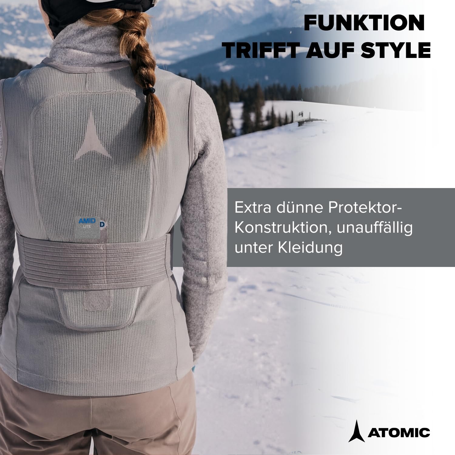 ATOMIC Live Shield Amid Lite Vest W - Damen-Protektorenweste mit AMID-Technologie für maximalen Schutz - Ergonomischer Rückenprotektor aus atmungsaktivem Mesh - Ski-Schutzweste