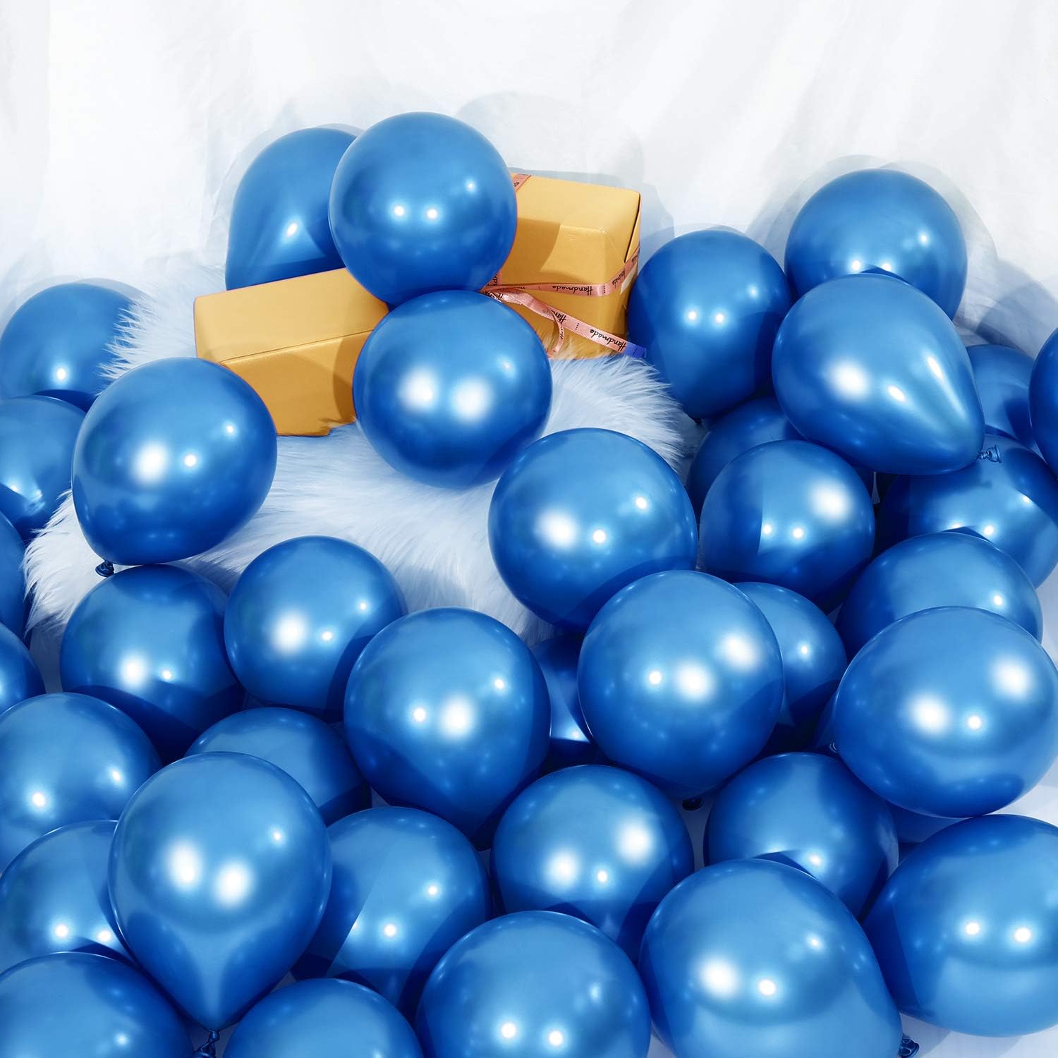100 Pieces 5 Inch Metallic Gold Balloons Decorative Latex Balloons for Birthday Wedding Engagement Festival Party Decorations (Blue)