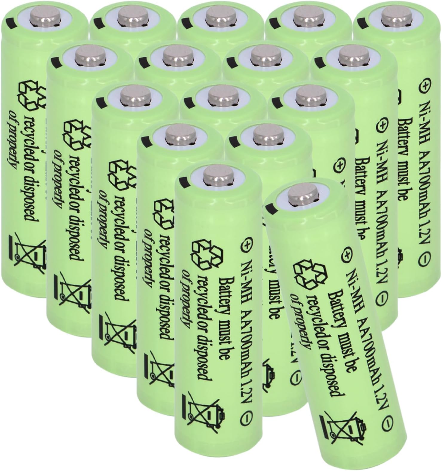 Yibatopow 16 Packs Rechargeable AA Batteries 1.2V 700mAh Ni