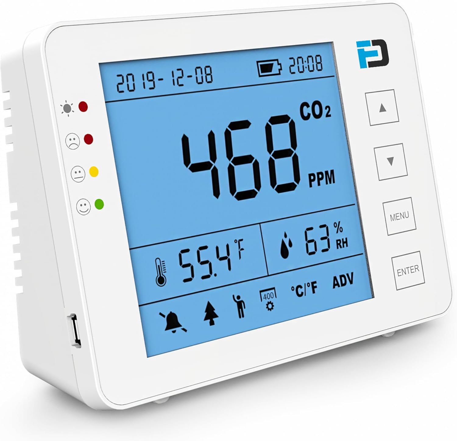 Basic CO2 Meter by Forensics | AB841 Compliant for Classrooms | USB Power & Battery | 10 Year Life | Air Quality CO2 Monitor | for Gyms, Offices, Classrooms, Home and Car |