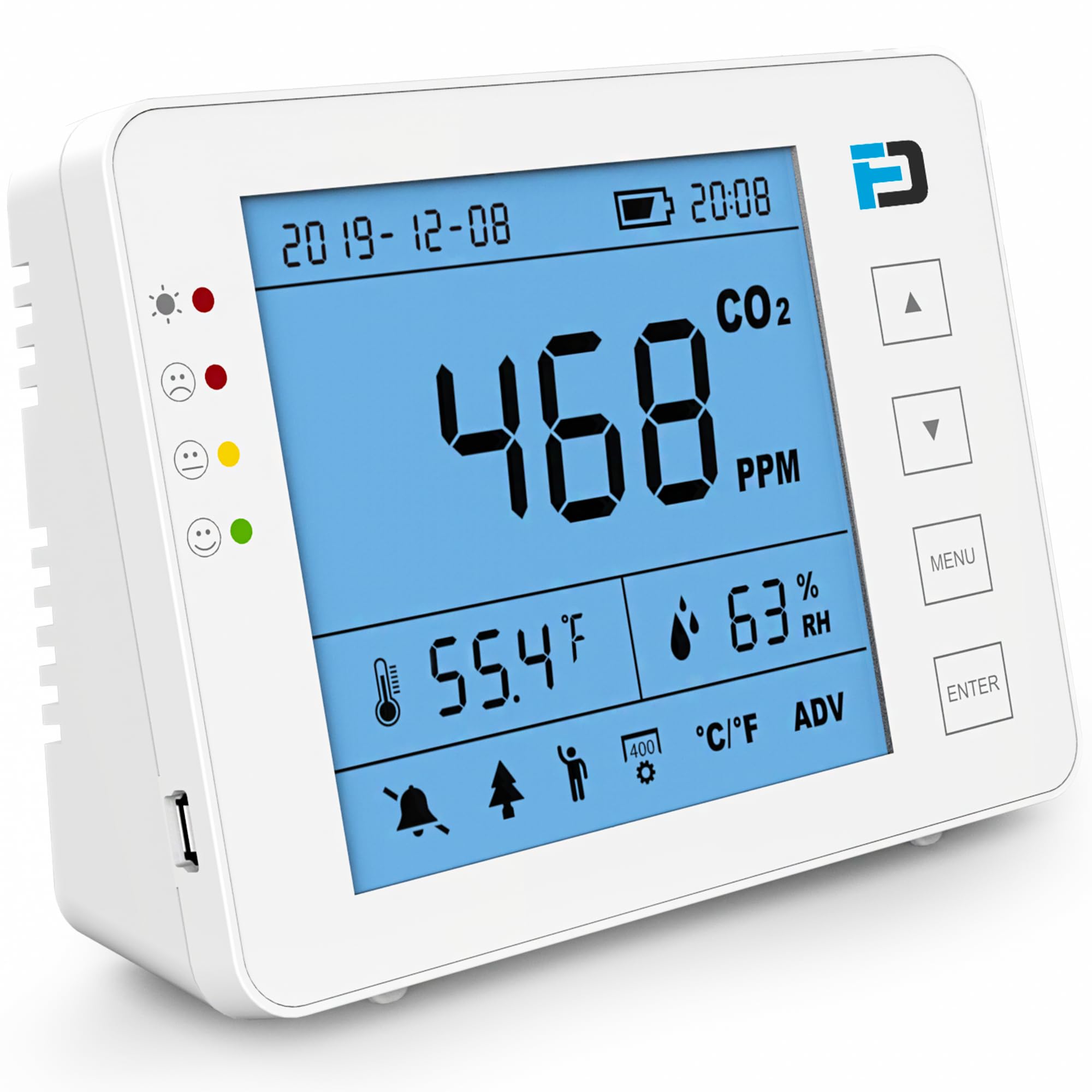 Carbon Dioxide Meter by Forensics | USB Power & Battery | 10 Year Life | Air Quality CO2 Monitor |