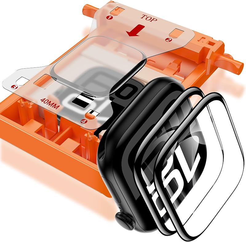 YMHML Paquete de 2 protectores de pantalla de vidrio templado para Apple Watch 40 mm SE Series 6/5/4, [Zero Bubble] Película impermeable de cobertura total 3D de fuerte adherencia con [tecnología de alineación automática] para accesorios iWatch