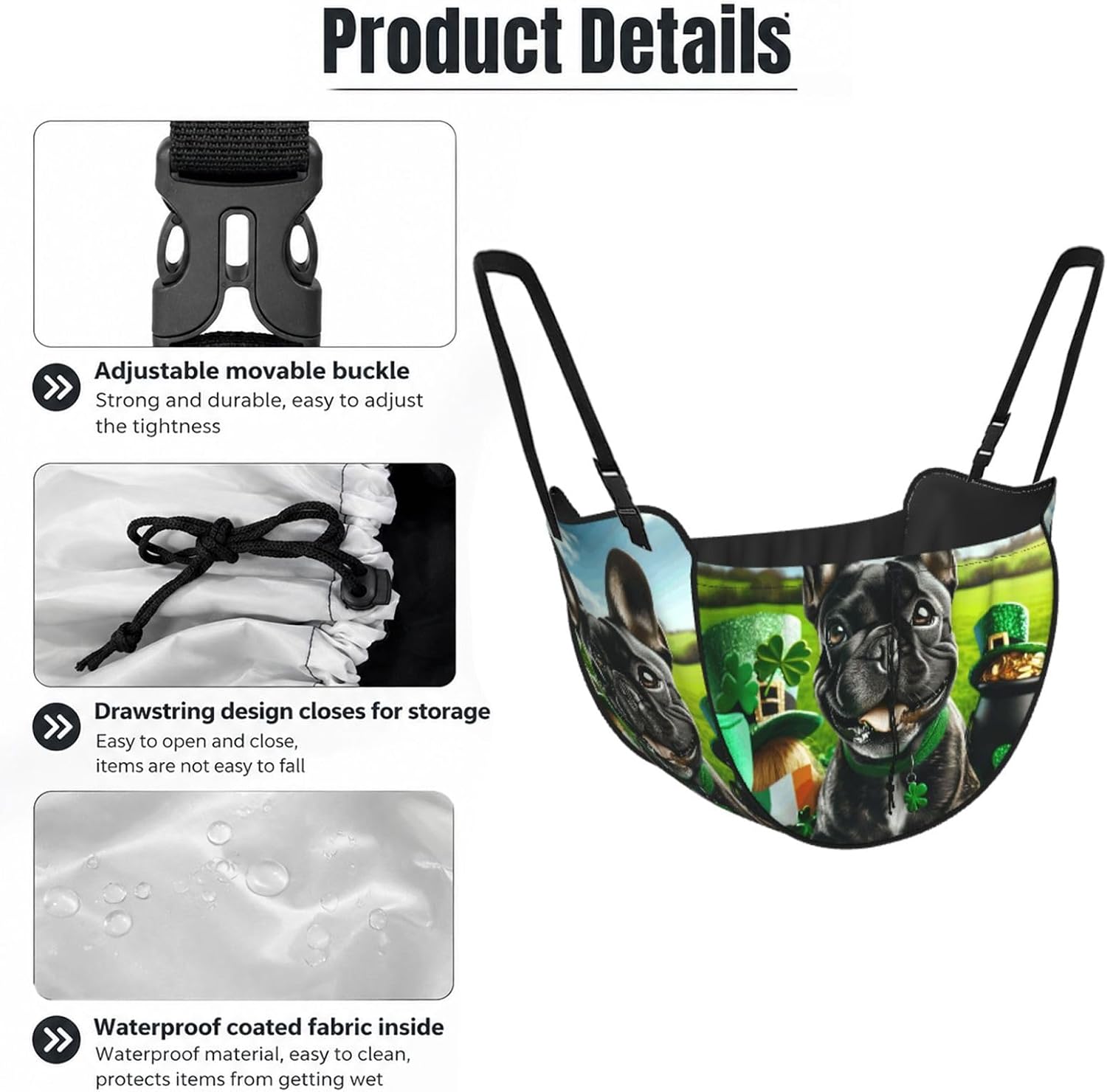 Augenstern St-Patrick-Funny-Bulldog Car Backseat Organizer Bag For Road Trips image 4