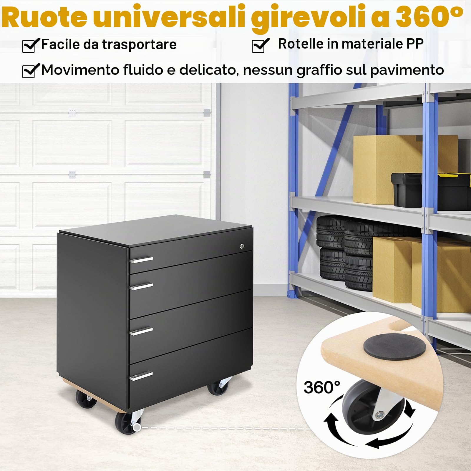 UISEBRT 2 rotelle per il trasporto, 580 x 290 x 108 mm, MDF, Doppio piatto, Carrello per il trasporto, Portata 200 kg