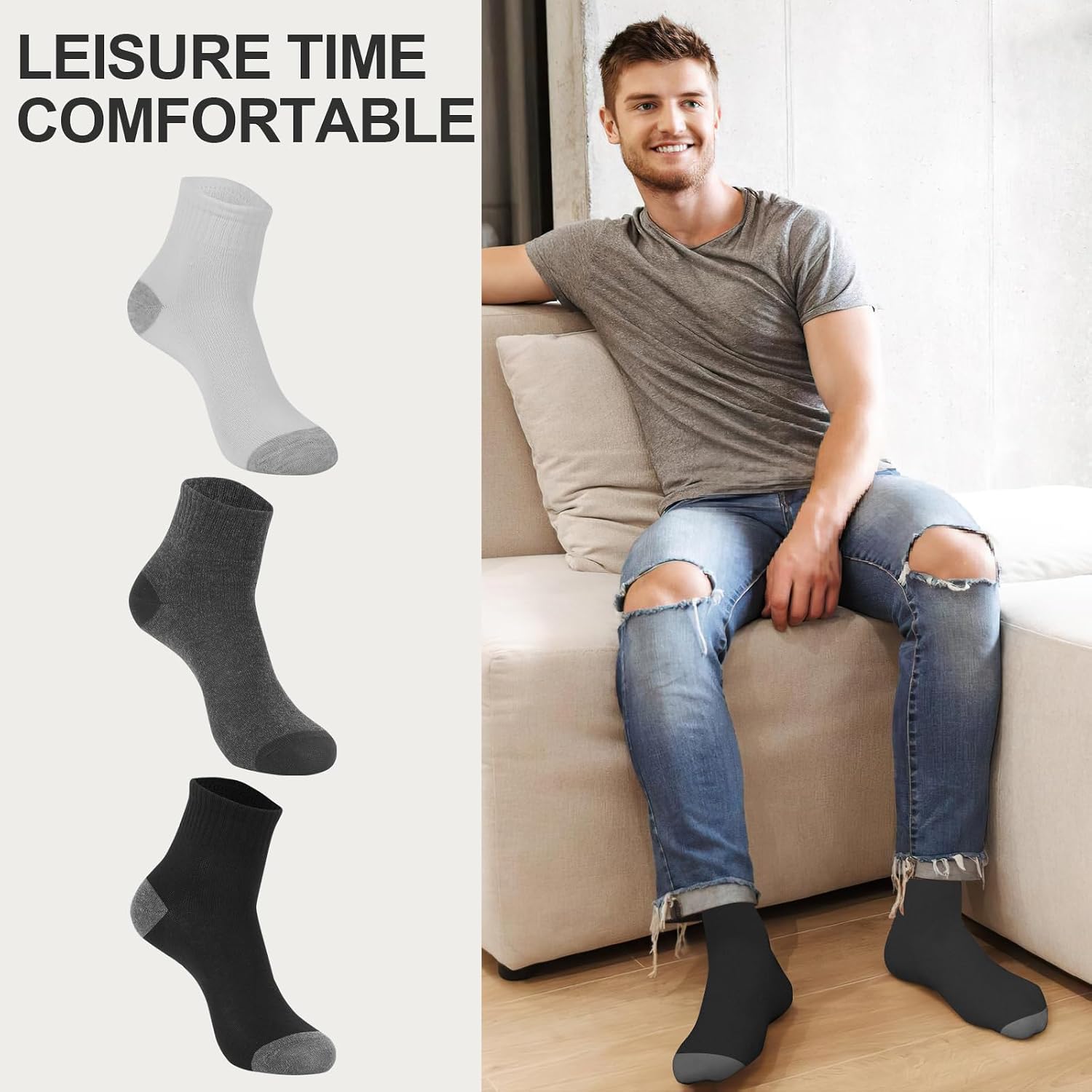 Usavemo Quarter Socks for Men Women, 100 Pairs Bulk
