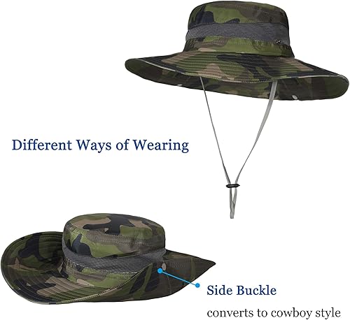 Miniatura 2 de ZLYC Sombrero impermeable de camuflaje para hombre, sombrero de sol de ala ancha, plegable, de malla para exteriores, sombreros de pescador de pesca