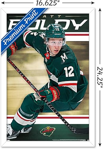 Miniatura 3 de Trends International NHL Minnesota Wild - Póster de pared Matt Boldy 23, 22.4 pulgadas de largo x 14.7 pulgadas, versión enmarcada en blanco