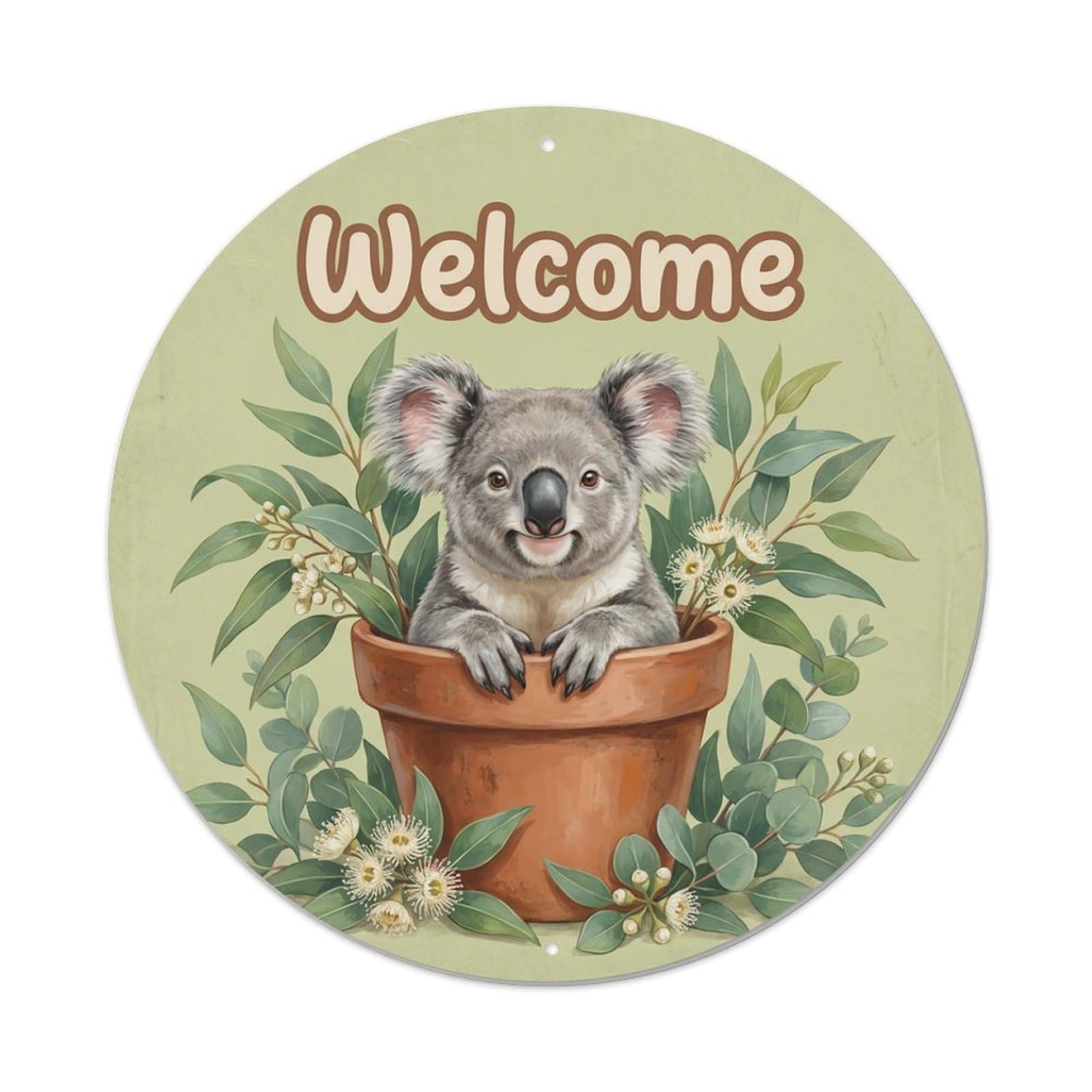 Welcome Koala Eucalyptus Grove Metal Tin Sign