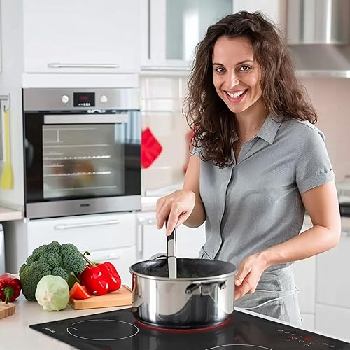 Miniatura 8 de Estufa eléctrica de 36 pulgadas, 5 quemadores, 220  240 V, estufa eléctrica integrada, estufa de cerámica radiante de 8400 W con cableado, control