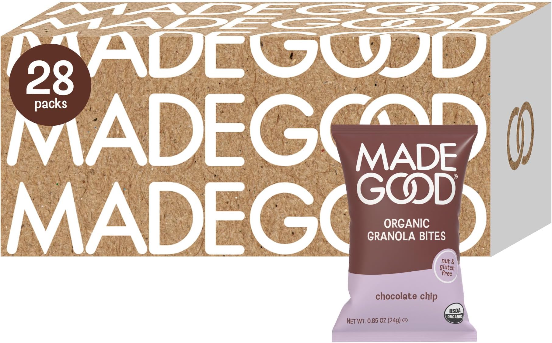 MadeGood Chocolate Chip Granola Bites, 28 Count, Organic and Delicious Snacks