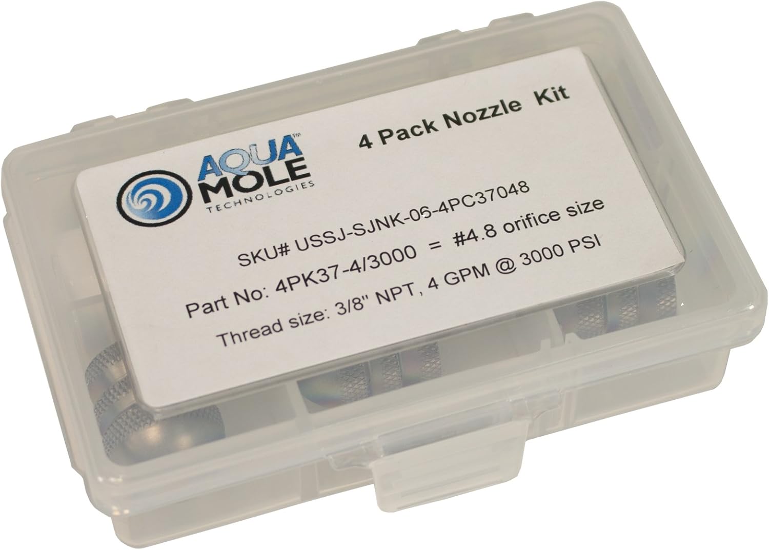One-Day Sale: Up to 60% Off Aqua Mole Four Pack 3/8in. NPT Button Nose Sewer Jetter Nozzle 4 Piece Set 3000 PSI 4.8 Orifice