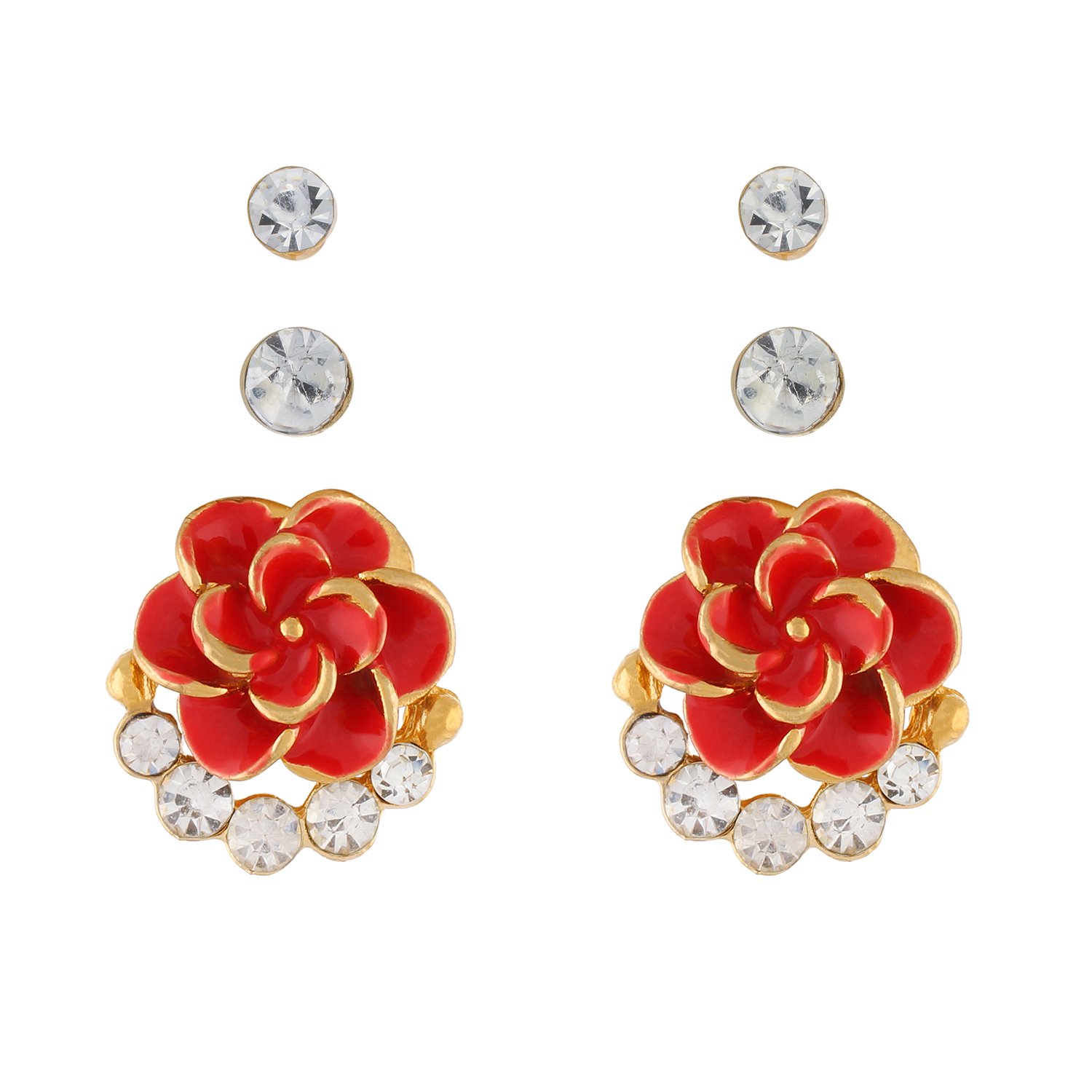 OSF Floral Shape Red colour alloy Fashion Earrings For Girls And Womens.