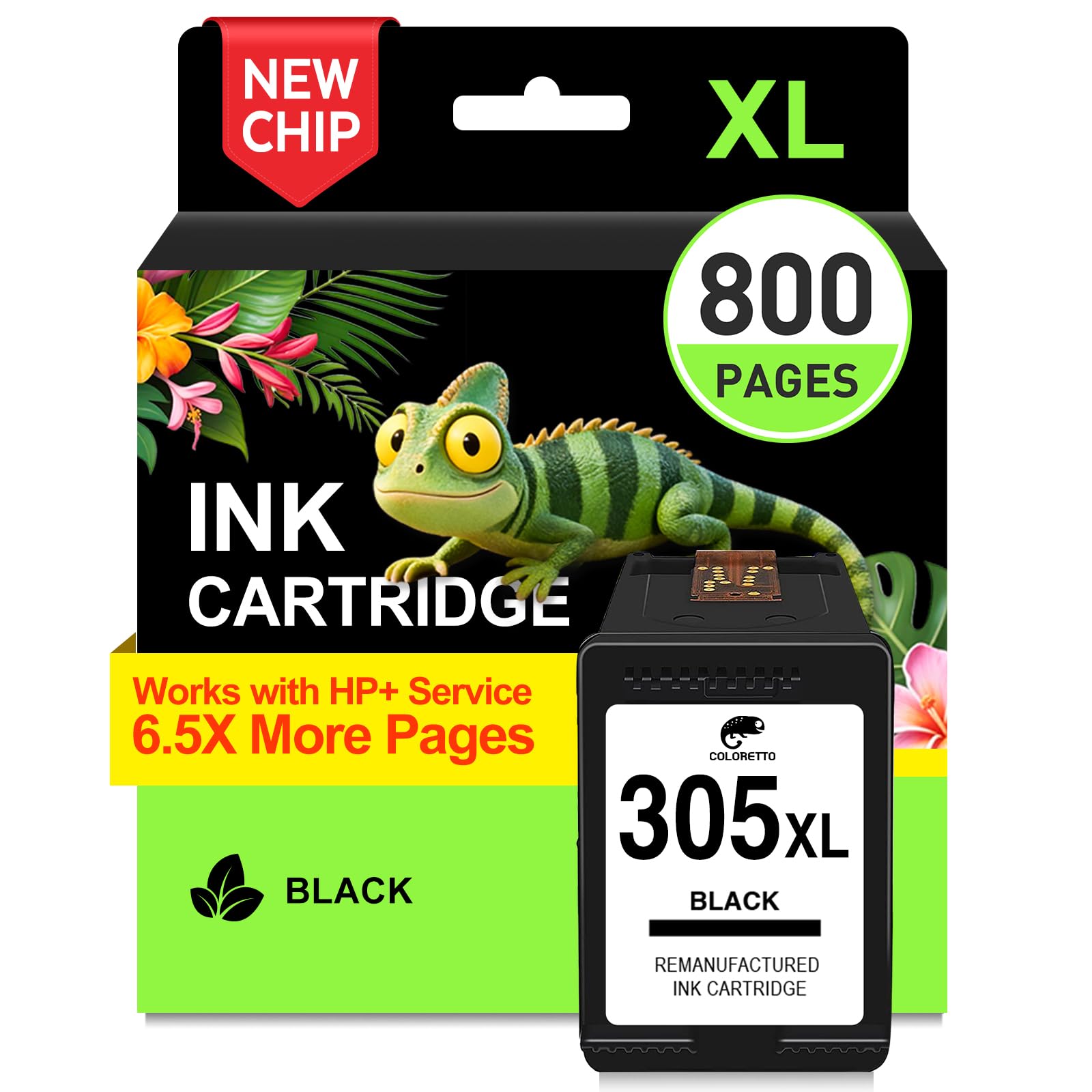 COLORETTO 305XL Negro Tinta para HP 305 XL DeskJet 2820e 4220e 2800e 2810e | DeskJet 4222e 4200e 4210e 2821e 2822e 2823e 4230e 2800 2810 2820 2821 2822 2823 4200 4210 4220 4222 4230 Cartucho para HP 305