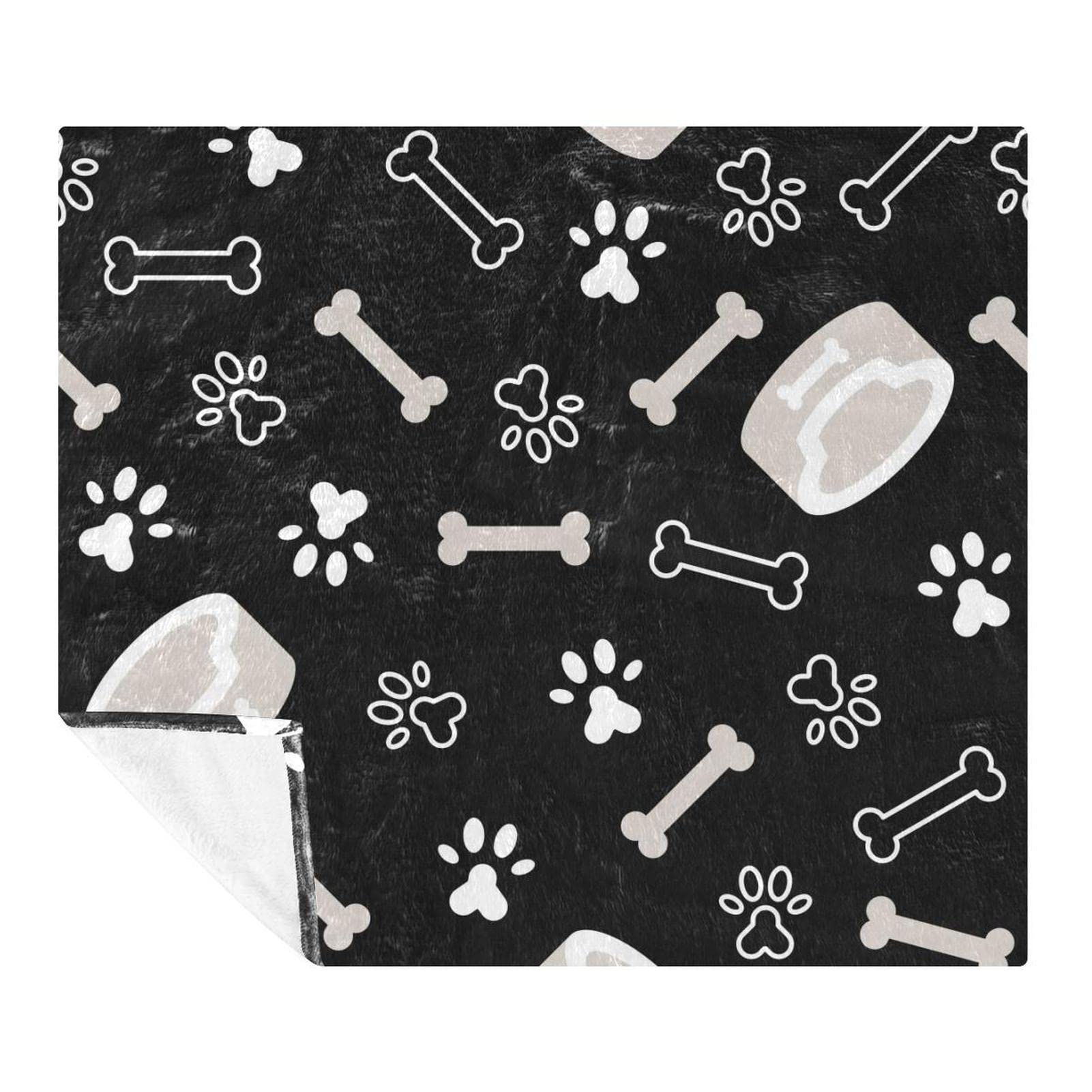 Manta de forro polar con estampado de pata de perro, cachorro, pata de gato, súper suave y lujosa manta de ropa de cama