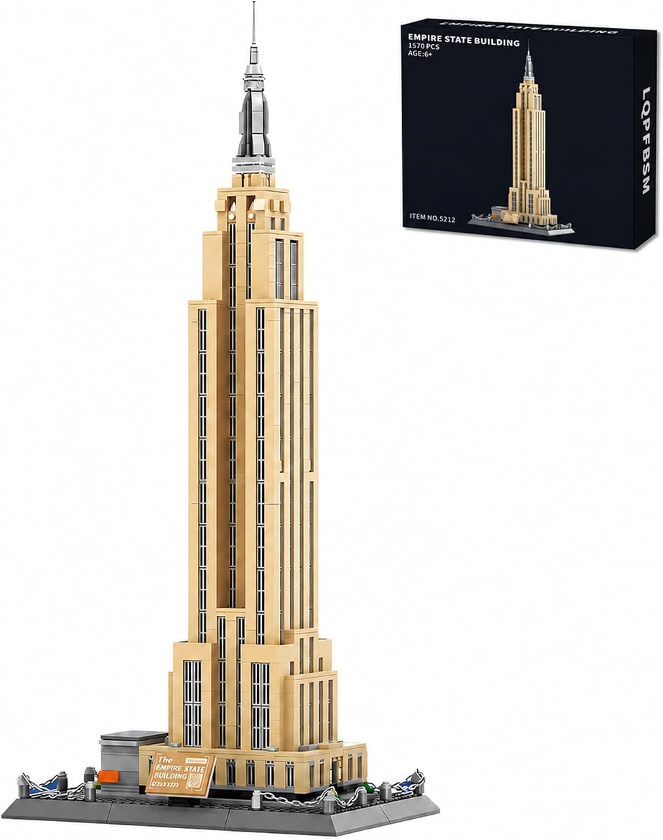 Empire State Architecture Building Blocks Sets New York City Skyline Architecture Model Kits New York Landmark Skycraper Toys Gift for Adults Kids Teens 1559 PCS