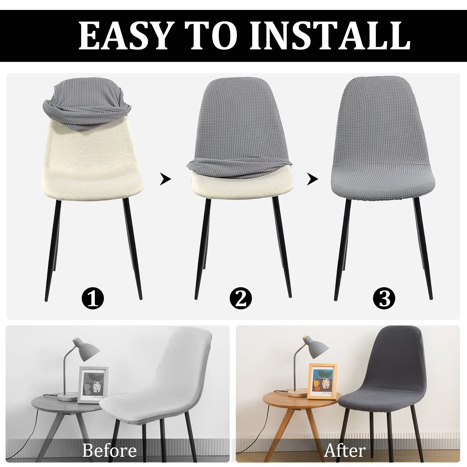 Jaotto Coprisedia Elasticizzati con Schienale 4 Pezzi,Fodere Coprisedia con Schienale Tondo Sala da Pranzo Jacquard Diagonale,Coprisedia Ufficio Universali Lavabili,Vestisedia per Casa Cucina,
