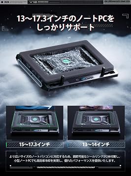 lano V10 Laptop Cooling Stand, Laptop Cooling Stand Turbo Boost Technology, Air Cooled Cooling, Adjustable Air Flow, Dustproof Protection, Rapid Cooling, 4.7 inches 12 cm Large Diameter