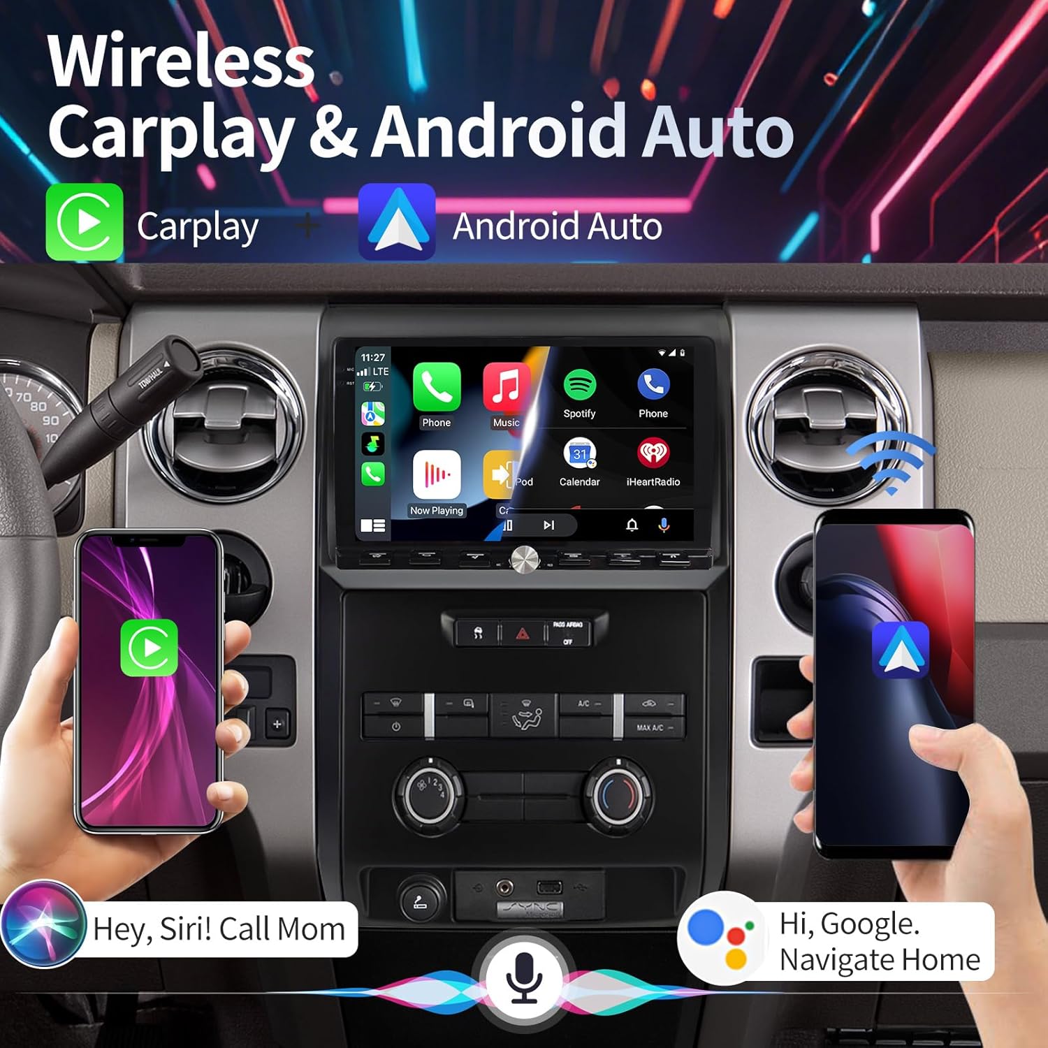 Car Radio Stereo for Ford F150 2009-2012 Replacement Carplay Android Auto GPS Navigation Tesla Style with DSP in Dash Headunit Multimedia Player