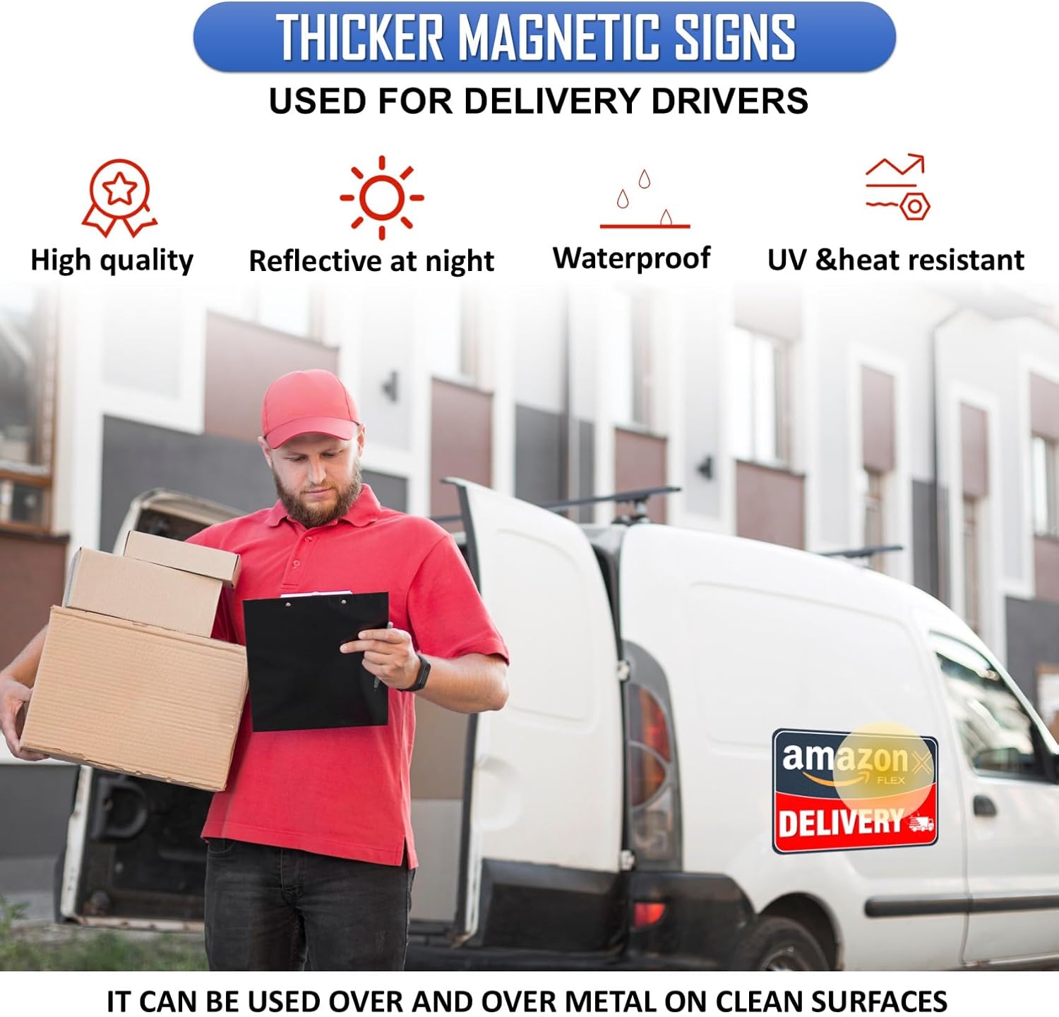 Delivery Vehicle Car Magnet,2 Pack Black Red Delivery Driver Magnetic Signs Delivery Carrier Magnets for Cars, SUV, Trucks, Reflective Waterproof (2×12"×8") image 2