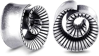 1 par de pendientes dilatadores de acero inoxidable 316L, espiral de expansión, hoz dilatadora, piercing de oreja, color negro/plata/oro, 8 mm - 16 mm