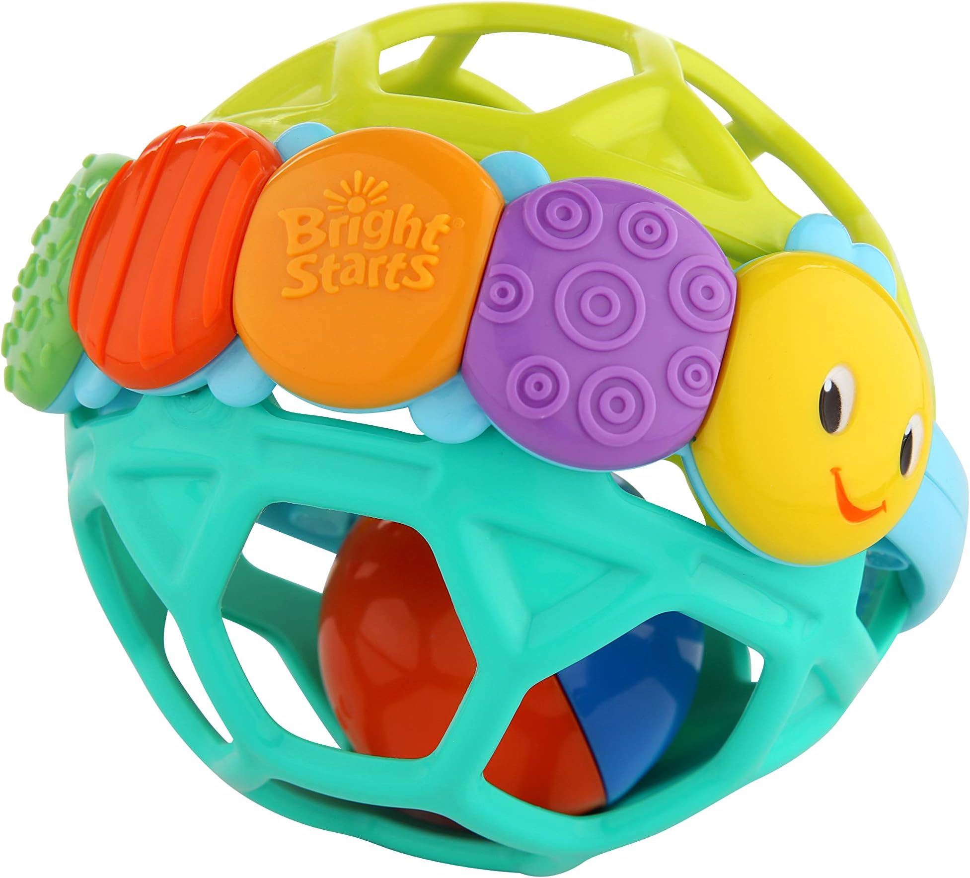 Bright Starts Flexi Ball Caterpillar Easy-Grasp Rattle Toy, Newborn and up