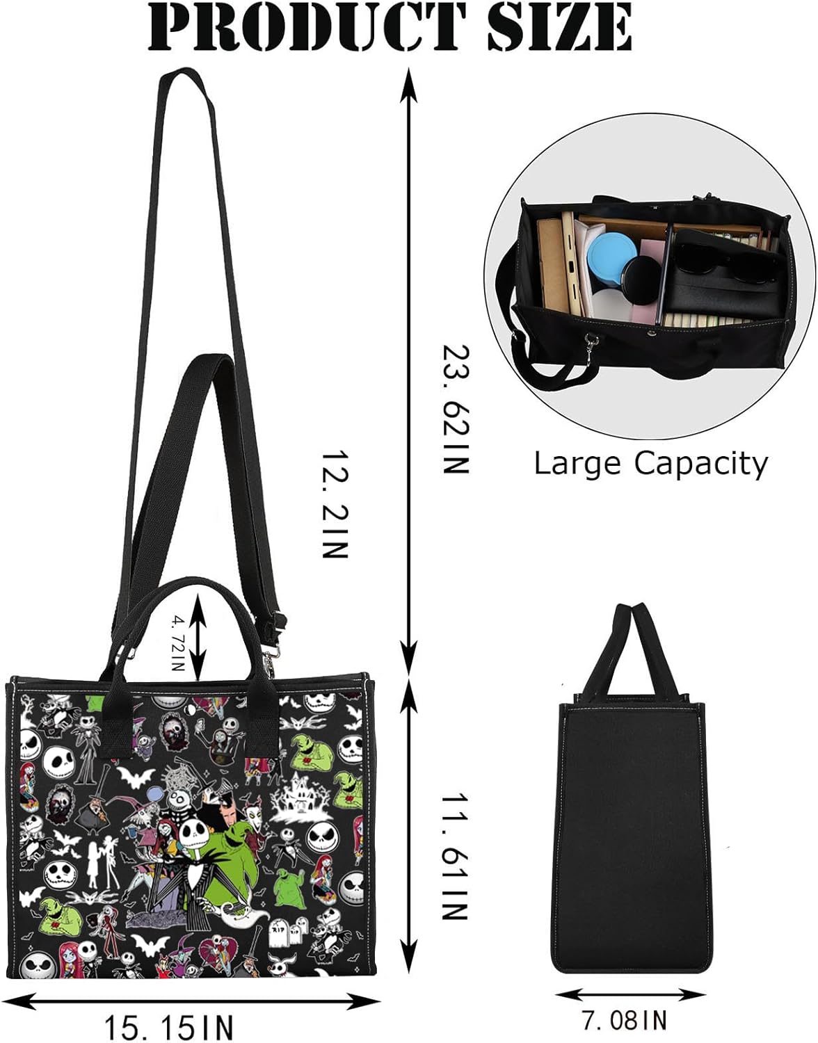 JNIAP J & S Tote Bag Zero Dog Gifts Horror Monster Gifts Horror Movie Shoulder Bag