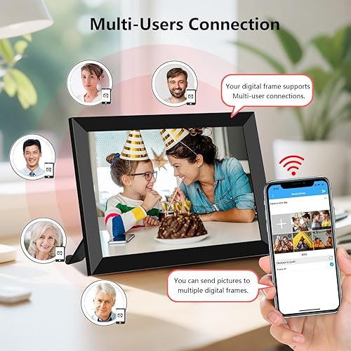 Miniatura 5 de Marco de fotos digital FRAMEO de 10.1 pulgadas WiFi Smart Frame HD IPS pantalla táctil, almacenamiento de 16 GB, rotación automática, montaje en