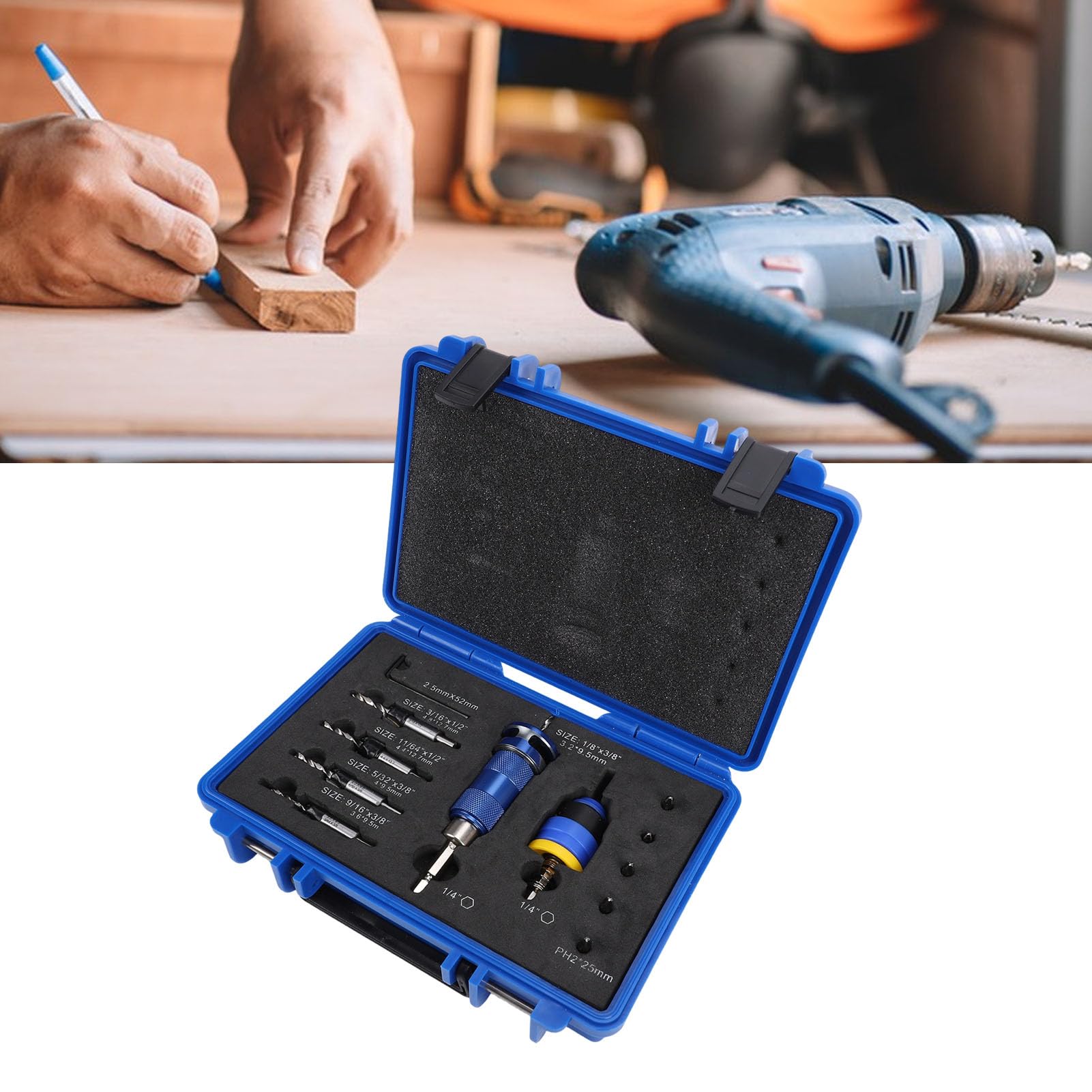 KIMISS Juego de Brocas Avellanadoras Ajustables para Carpintería, Brocas Avellanadas de 3,2-4,8 Mm con Tope de Profundidad sin Herramientas, Aleación de Aluminio de Primera Calidad