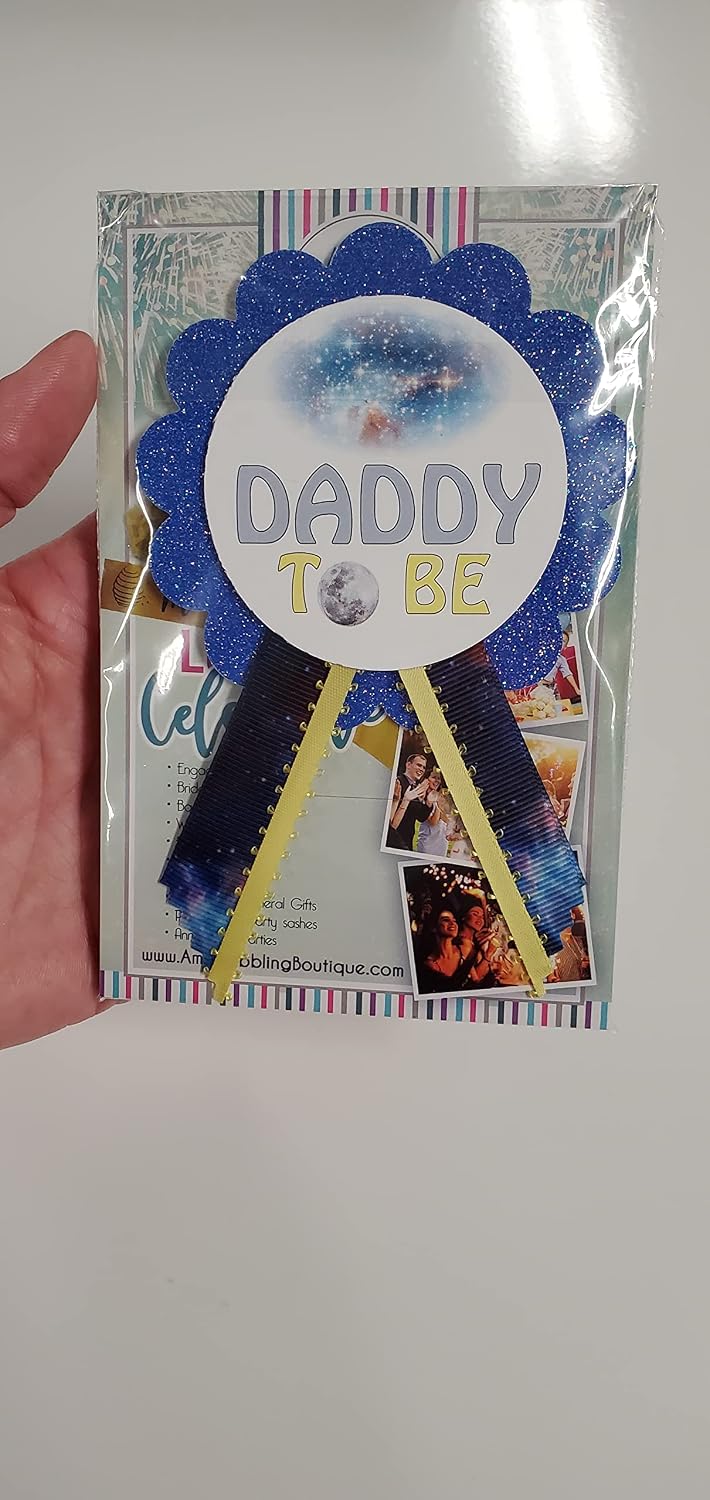 Galaxy Baby Shower Pins for Family to Wear at Gender Reveal Outer Space Theme Rockets It's a Boy Sprinkle