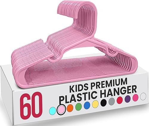 Utopia Home Paquete de 60 perchas para niños, perchas de plástico de 11.5 pulgadas para armario, perchas para ropa y colgador infantil para armario,
