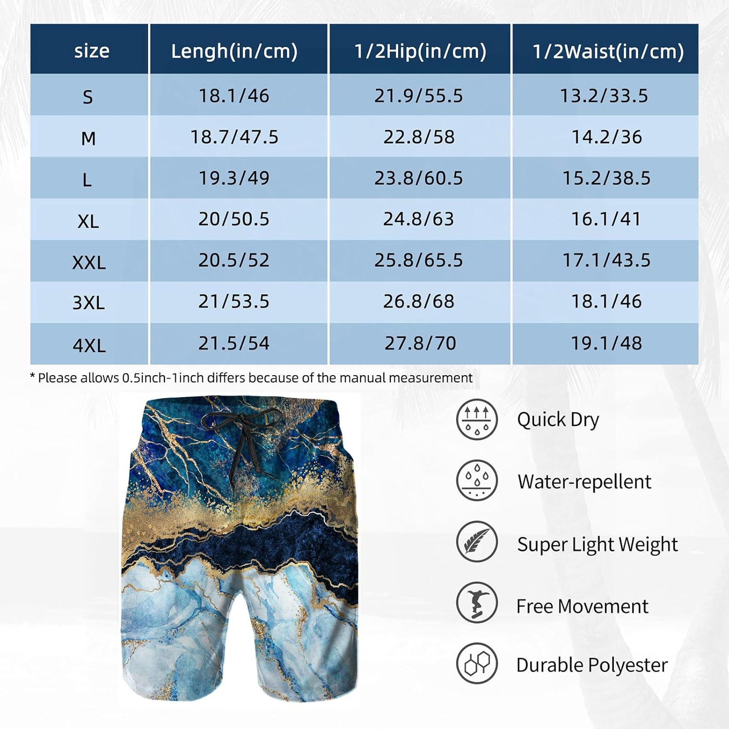Mens Swim Trunks with Mesh Lining,Quick Dry Swimsuit Board Shorts Beach Pants Swimwear Bathing Suits - Image 7