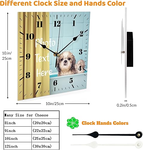 Miniatura 9 de Reloj personalizado con foto relojes de pared personalizables con tus fotos texto 10 pulgadas decoración redonda silenciosa para sala de estar