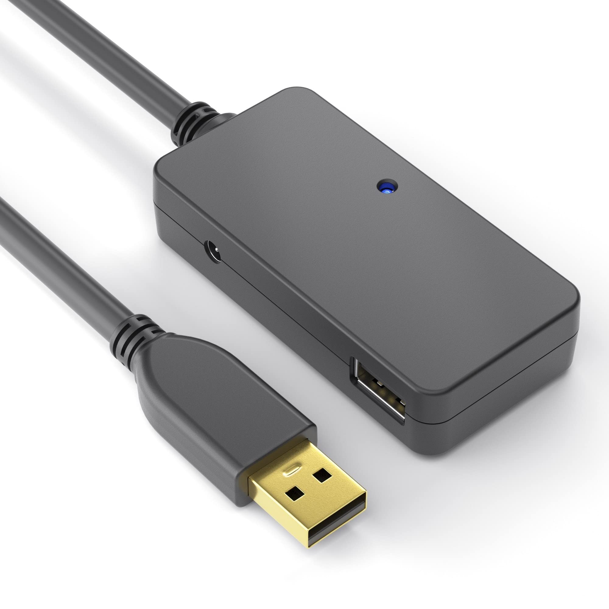 PureLink DS2200-120 USB 2.0 aktywny przedłużacz z 4-portowym koncentratorem USB, zasilanie z portu USB, nie wymaga zasilacza, pozłacane styki, 12 m, kolor czarny
