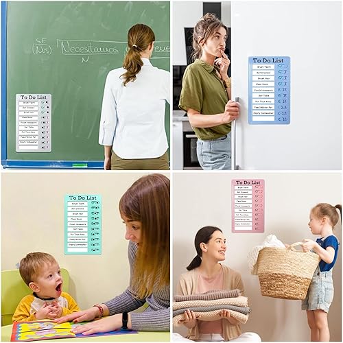Miniatura 6 de 4 tablas de tareas para niños y adultos, bloc de notas de lista de tareas pendientes con 40 piezas de repuesto de papel blanco puro, tablero de plan