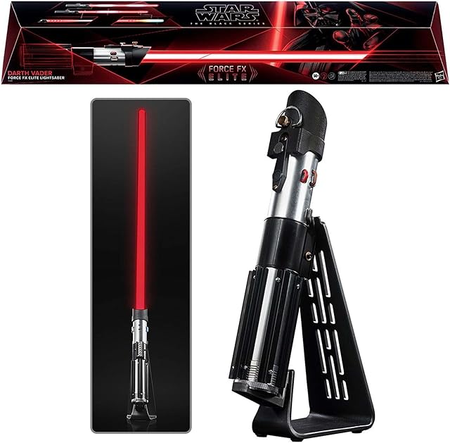 Hasbro Star Wars Gwiezdne Wojny Czarna seria Darth Vader Force FX Elite miecz świetlny kolekcjonerski z zaawansowanymi efektami LED i dźwiękowymi, wielokolorowy (F3905)