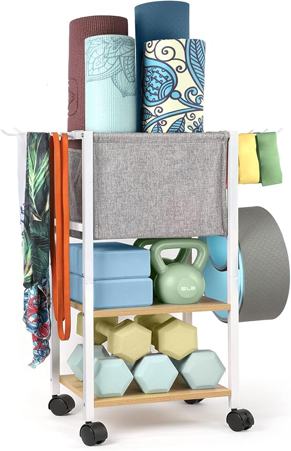 Yoga Mat Storage Rack Home Gym Equipment Workout Equipment Organizer Yoga Mat Holder for Dumbbell,Kettlebell and More Gym Accessories Gym Essentials Women Men Fitness Exercise Equipment Organization