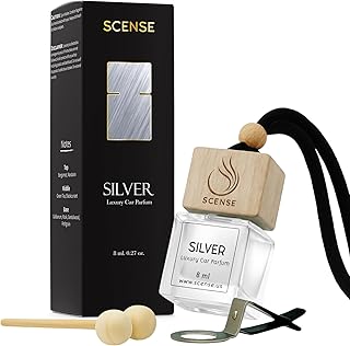 SILVER Luxury Car Air Freshener for Men & Women | Perfume Style Car Fragrance Diffuser & Vent Clip | Odor Eliminating New Car Smell Long Lasting Scent Refillable | Premium Car Scent by SCENSE