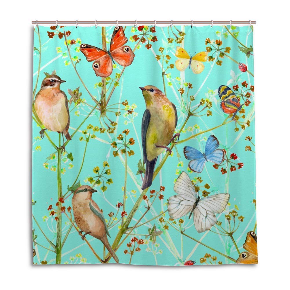 Rideau de douche CHEHONG oiseaux papillons 168x183 cm
