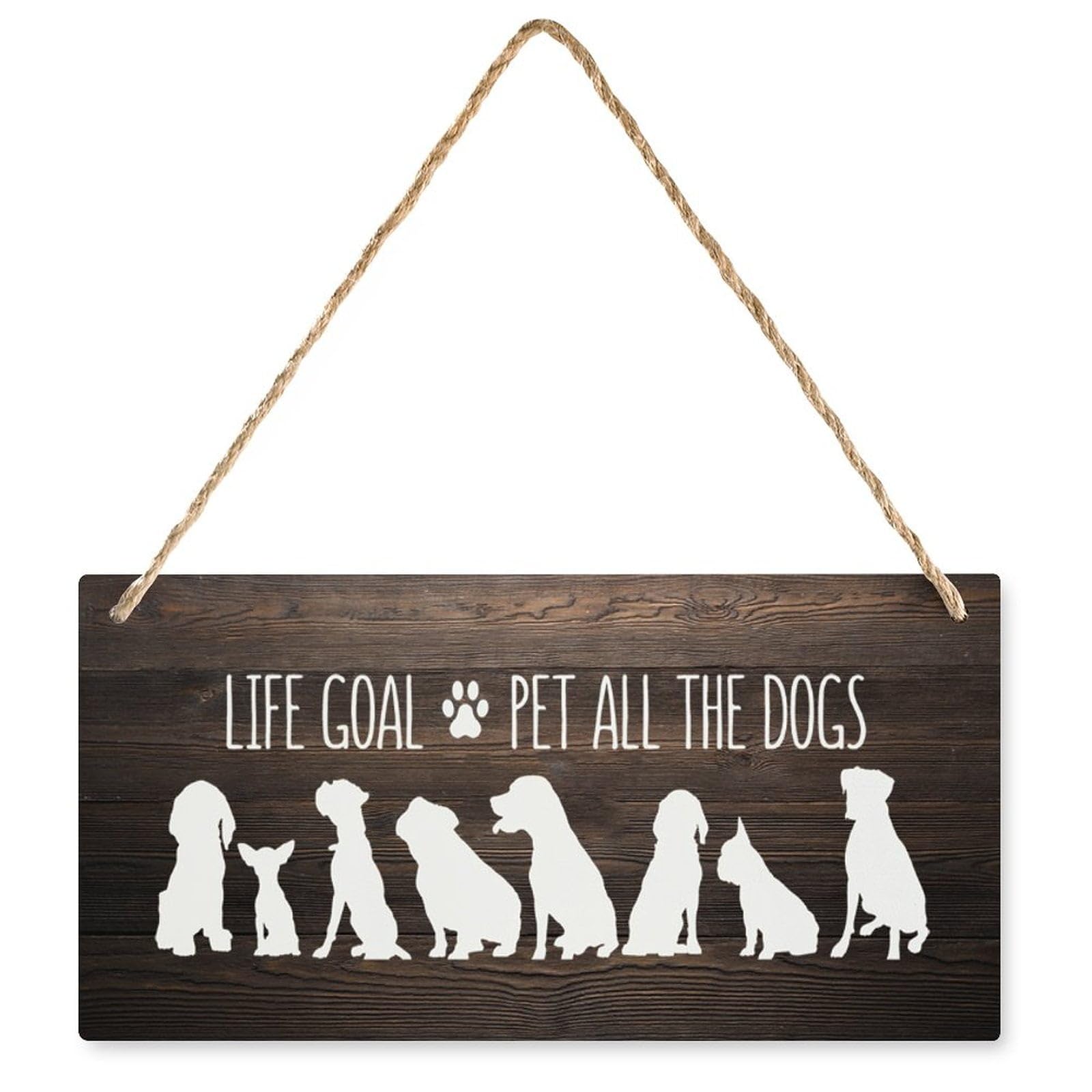 Wooden Decor Life Goal: Pet All The Dogs - Rustic Wedding Hanging Sign, Farmhouse Living Room/Harvest Day/Thanksgiving Decor 12X6 Inch