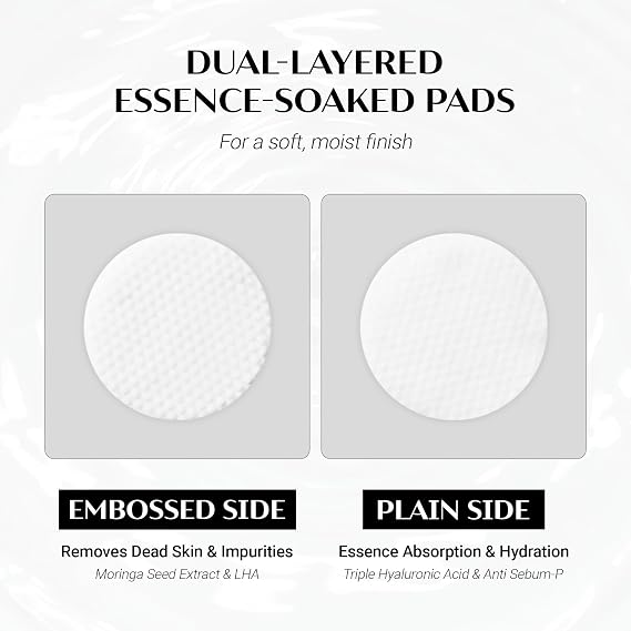 DAERA Glow-Fit Serum Pad, Dual-Sided Exfoliating & Hydrating Toner Pads for Pore Care and Dead Skin Removal with Moringa Seed & Hyaluronic Acid for Sensitive Skin, 60 Pads (190g, 6.70 fl. oz)