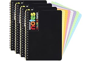 EOOUT College Ruled Notebook with Colored Pages: Bright Neon Organization for School