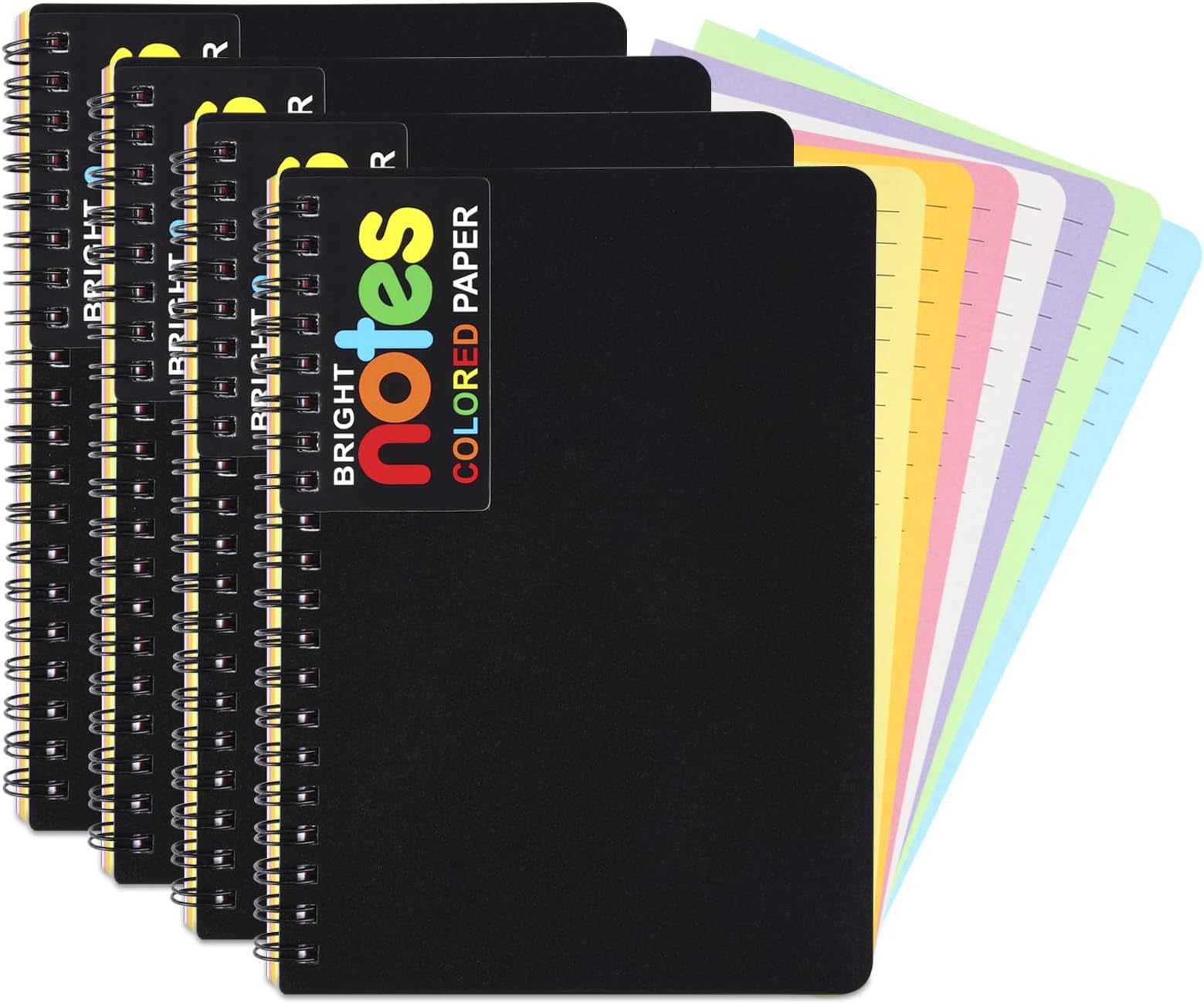 EOOUT 4 Pack Spiral Notebook 5 x 7 Inches College Ruled Note Journals, Poly Cover 7 Bright Neon Colored Lined Paper Memo Pads 100 Sheets/200 Pages for School