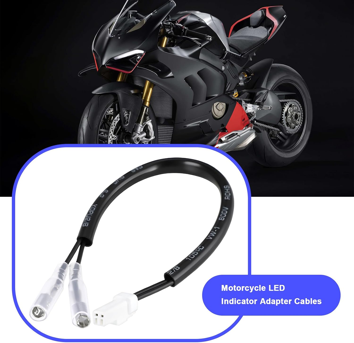 OTOTEC 4pcs Motorcycle LED Indicator Adapter Cable Harness Compatible with Ducati