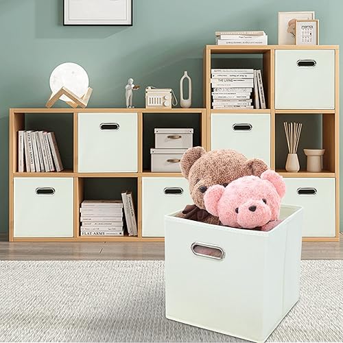 Miniatura 6 de Yunkeeper Contenedores de almacenamiento de cubos de 11 pulgadas, canastas organizadoras de tela con asa, cesta plegable para armario o caja de