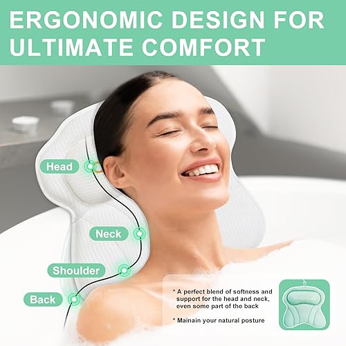 Miniatura 2 de Almohadas de baño para bañera, almohada de baño de lujo, almohada suave para bañera para cabeza y cuello, almohada de cuello de bañera con fuertes