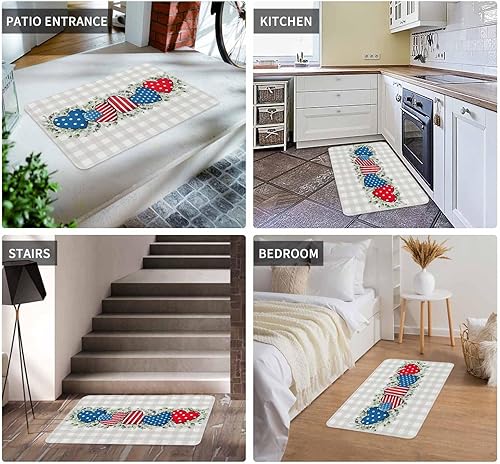 Vista 287 de Tapete de Feliz Navidad, tapete antideslizante para puerta delantera, baño, cocina, dormitorio, patio, entrada, 16 x 24 pulgadas, rojo, negro y verde