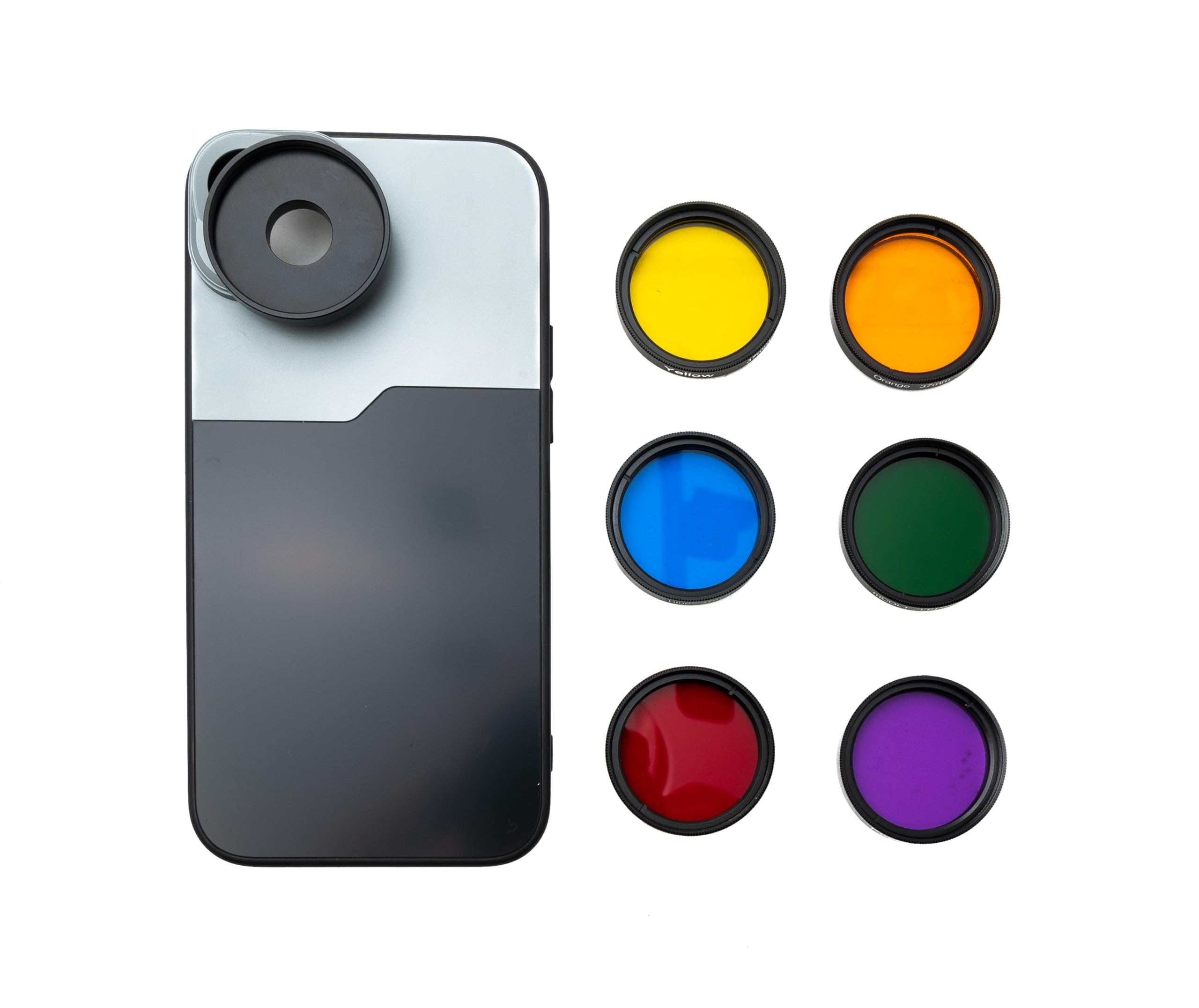 SYSTEM-S Zestaw kolorowych filtrów 37 mm 6 sztuk kolorowych filtrów soczewkowych z gwintem etui do iPhone 15 Plus