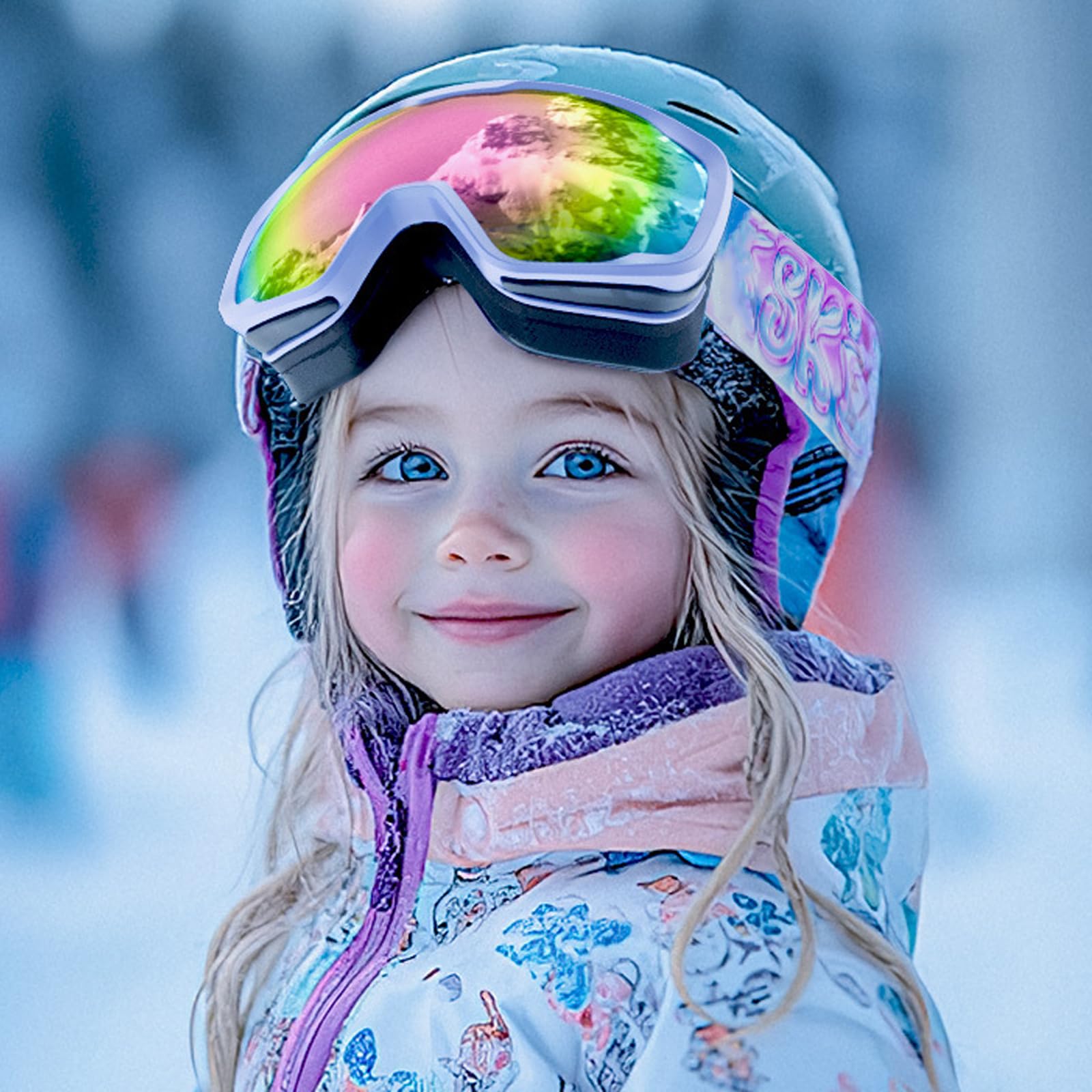 Lunettes de ski pour enfants - Résistantes à la buée - Pour garçons et filles de 3 à 15 ans