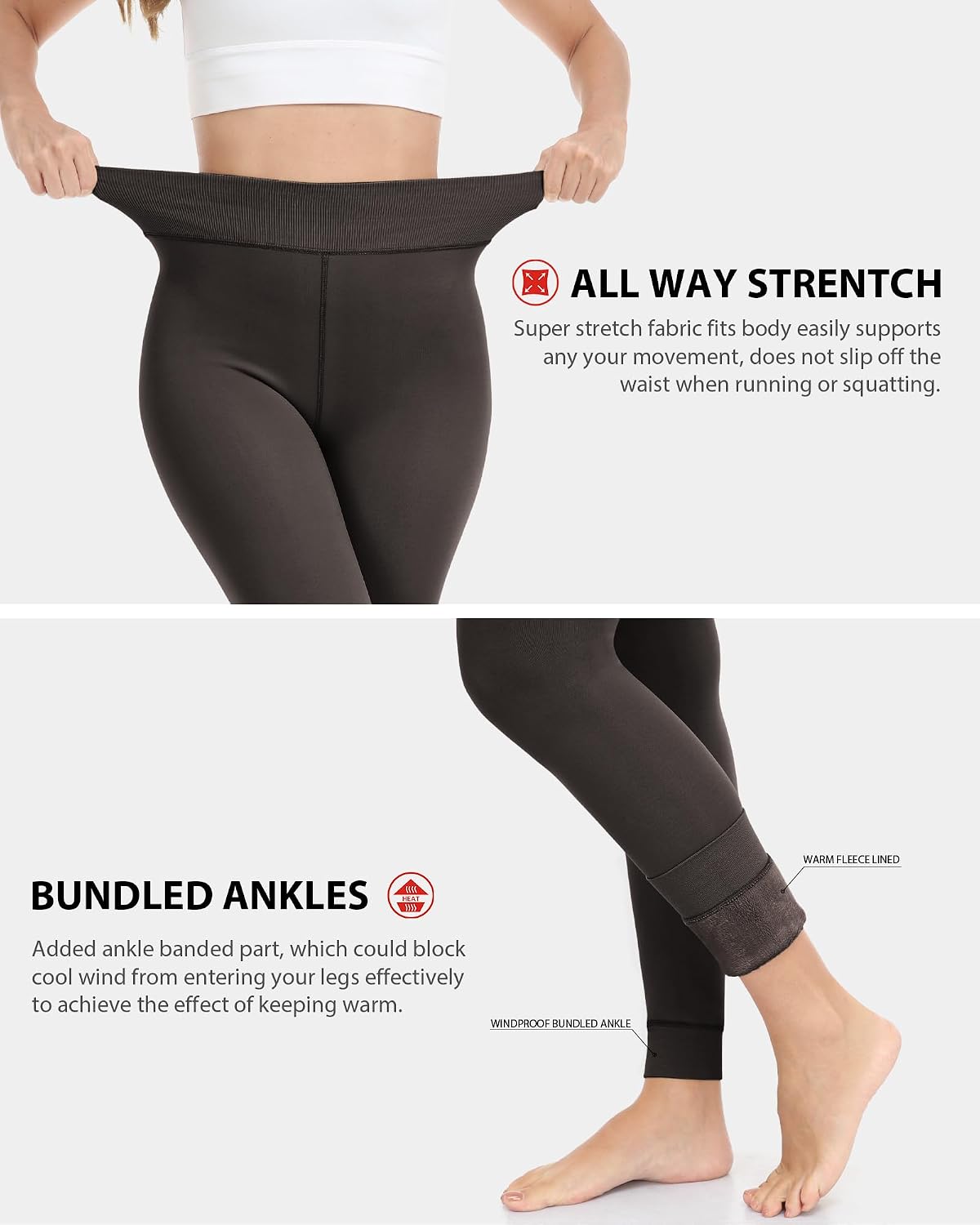 ZLLW Winter Warm Fleece Lined Leggings for Women，High Waisted Thick Thermal Velvet Tights